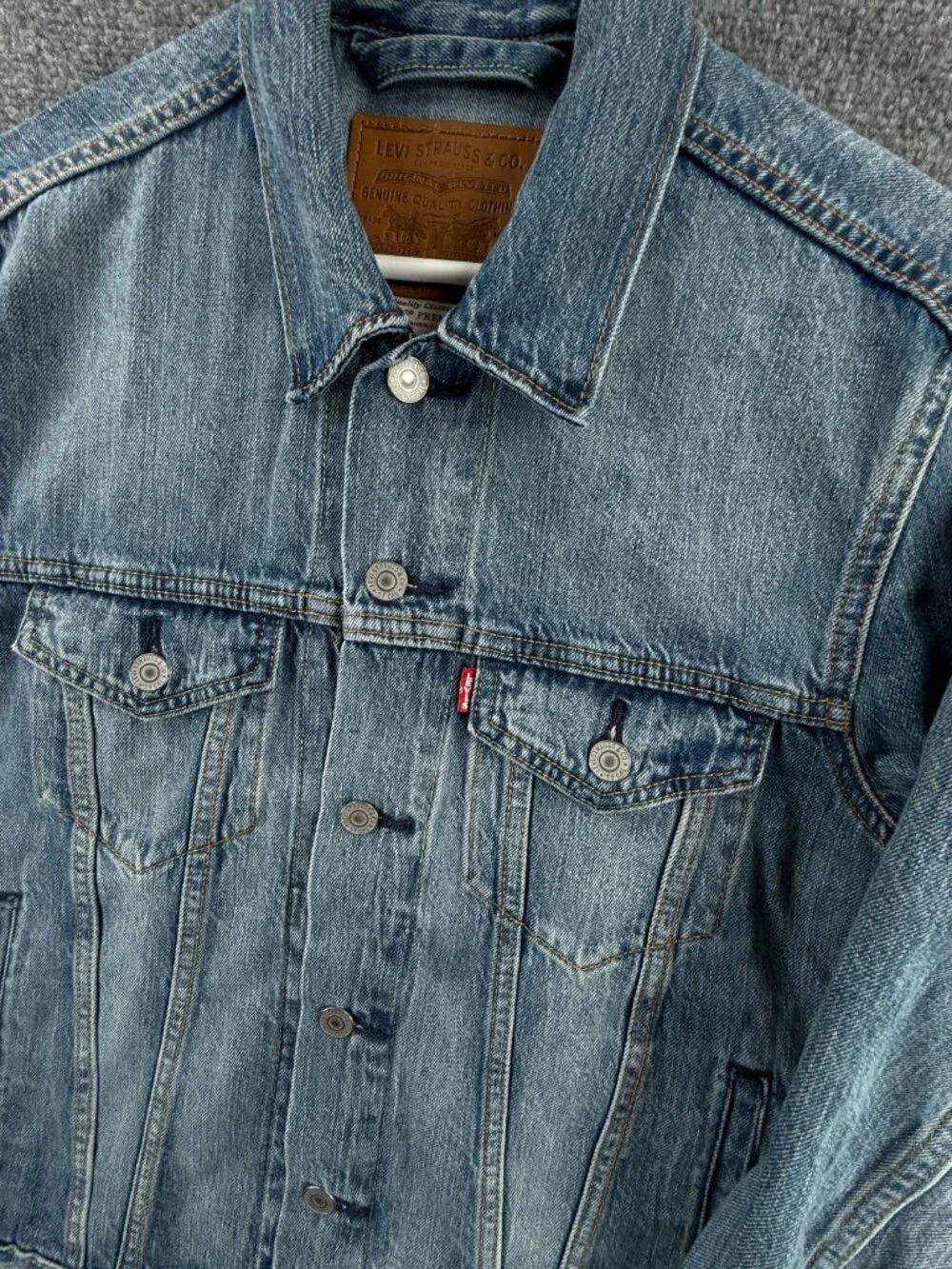 Levis Premium Denim Jacket Small Blue Metal Buttons Type 3 Cotton Lyocell Men